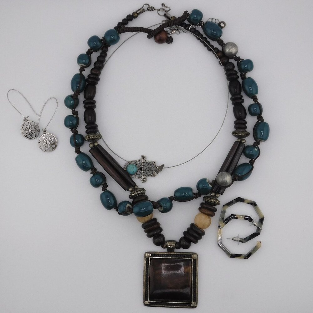 Eclectic Boho Jewelry Bundle Statement Necklaces … - image 1